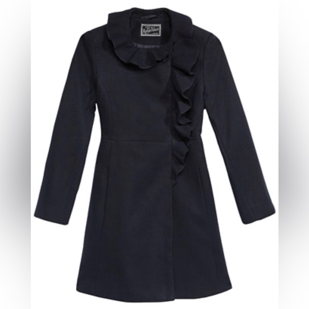 ROTHSCHILD Ruffle Coat Jacket, Size 16 - Black